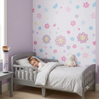 Pastel Floral Toddler Bed Wall Decal