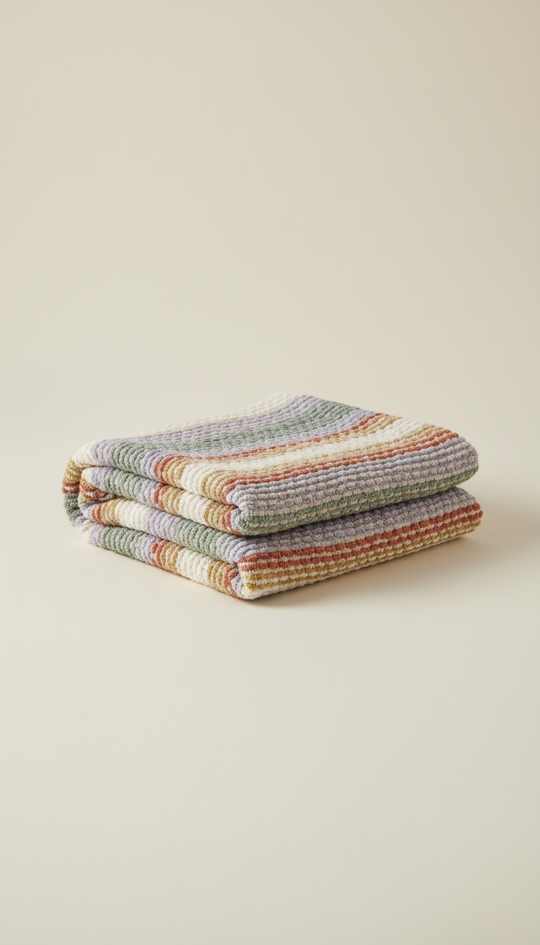 Textured Cotton Throw Blanket Fringe Edge