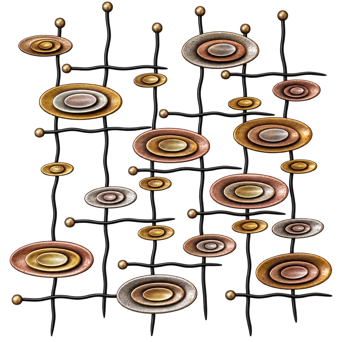 Mid-Century Metallic Trellis Wall Art