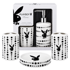 Rare Vintage Playboy Soap Dispenser & Cup Bath Set, Polka Dot, Black Bunny Head