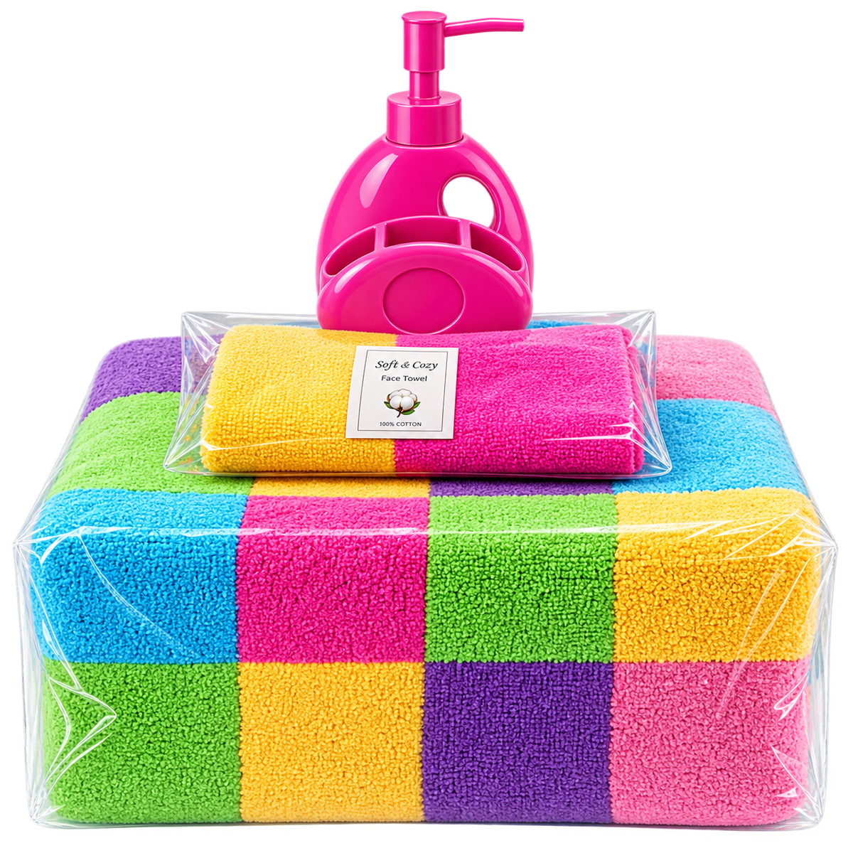 Color-Block Patchwork Kids Bath Linens & Accessories Set