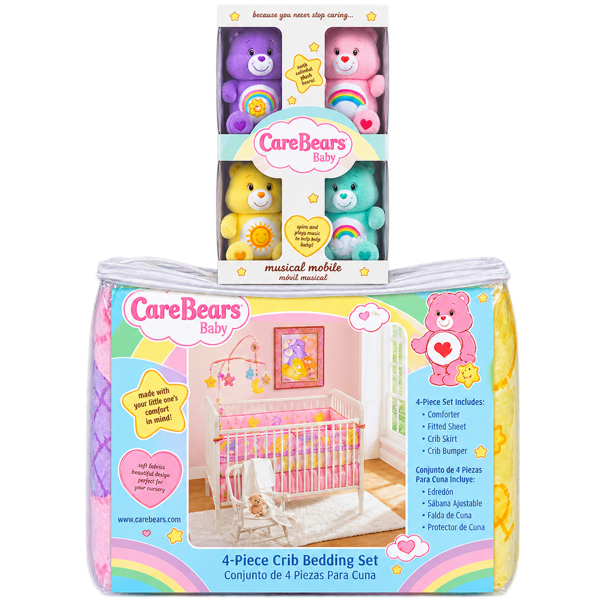 Care Bears Baby Complete Nursery Crib Bedding & Musical Mobile set