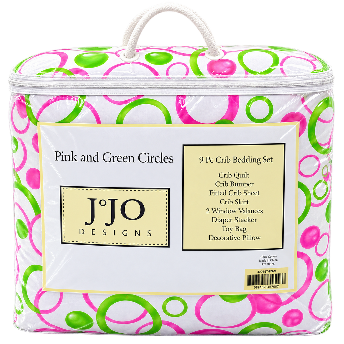 Sweet JoJo Designs Pink and Green Circles 9-Piece Complete Crib Bedding Set