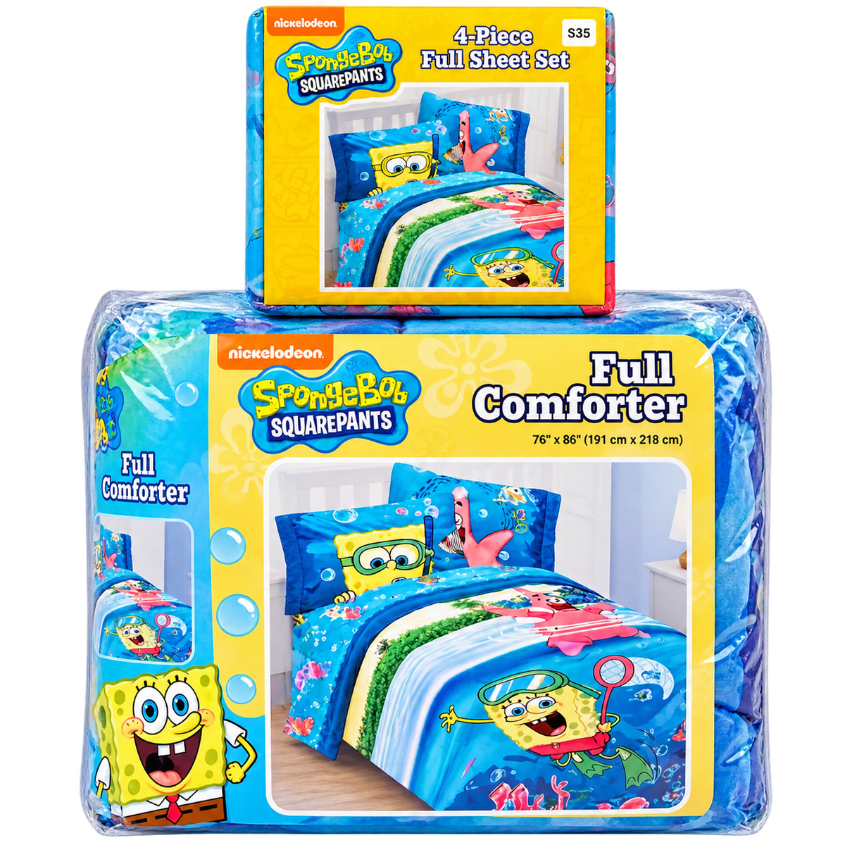Nickelodeon SpongeBob SquarePants Full Bedding & Comforter Set Bundle