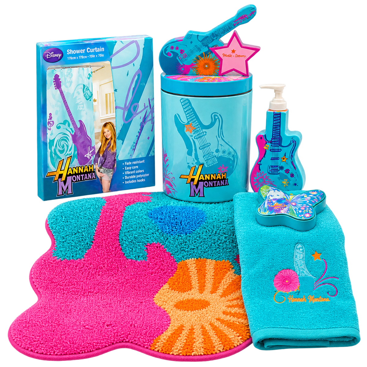 Disney Hannah Montana "Rock Star" Bathroom Decor & Linens Mega-Bundle