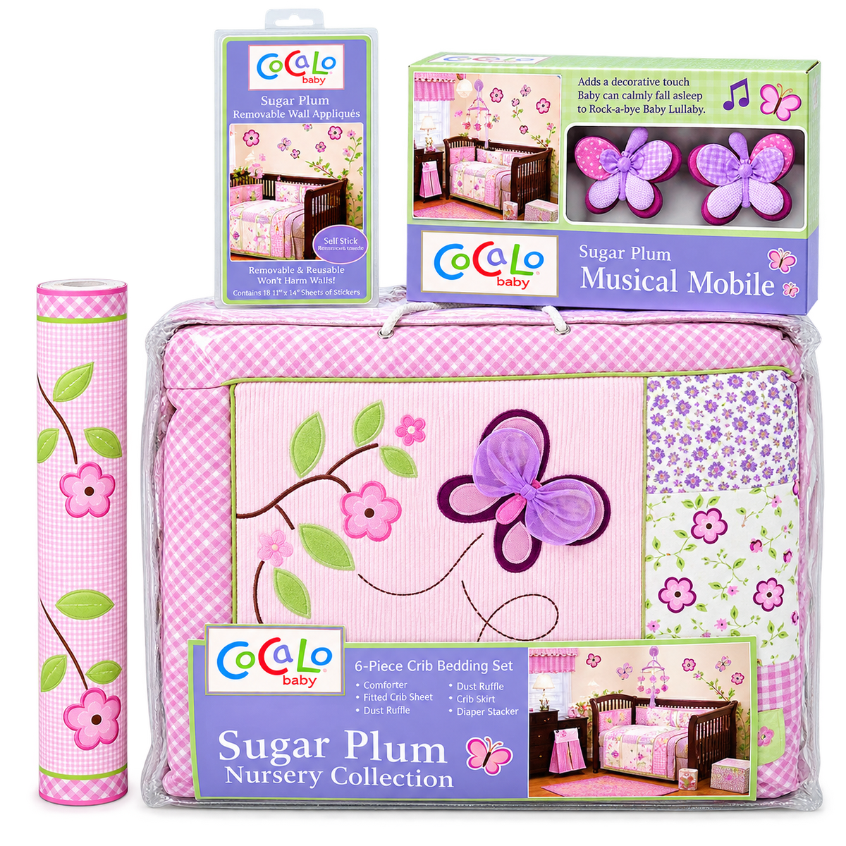CoCaLo Baby Sugar Plum Nursery Crib Bedding & Decor Collection set