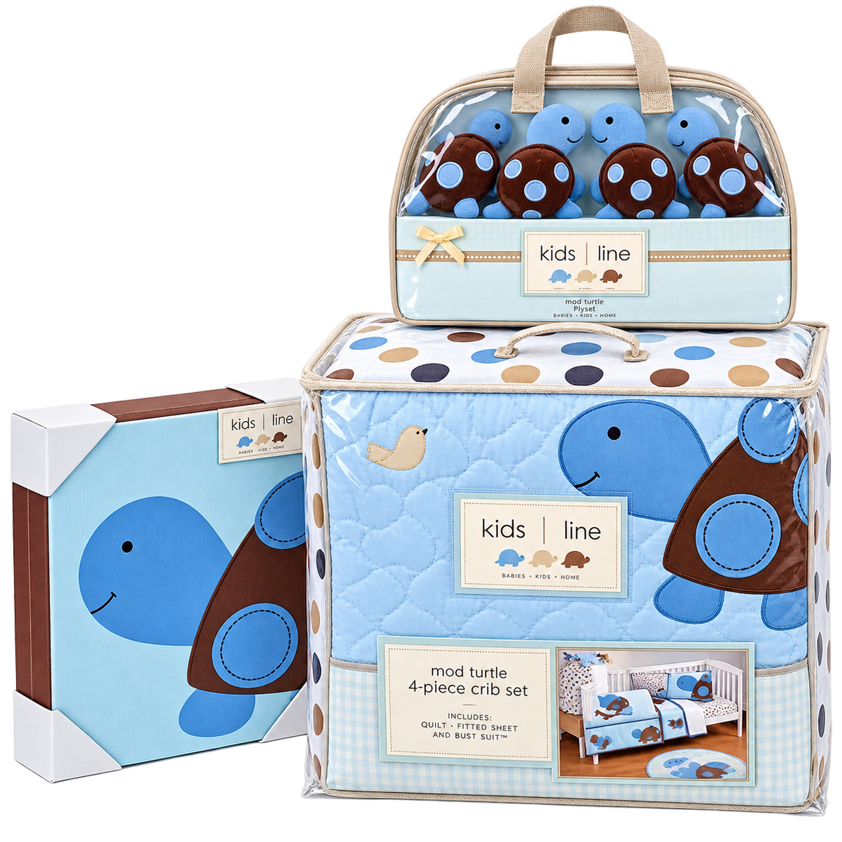 Kids Line Mod Turtle Nursery Crib Bedding & Decor Collection Mega-Bundle