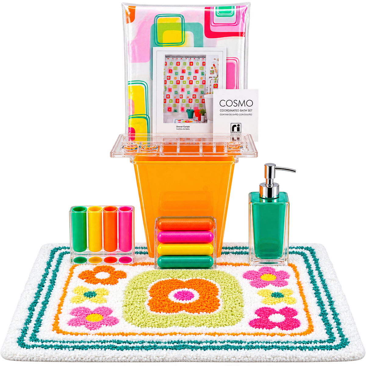 InterDesign Cosmo Complete Kids / Retro Bathroom Accessories & Decor Set