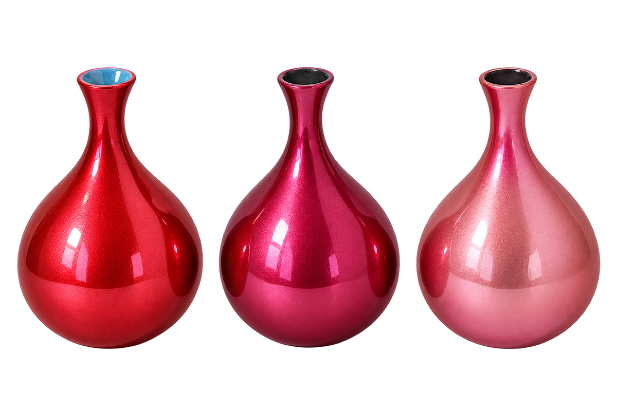 Metallic pink gradient mini ceramic bud vases