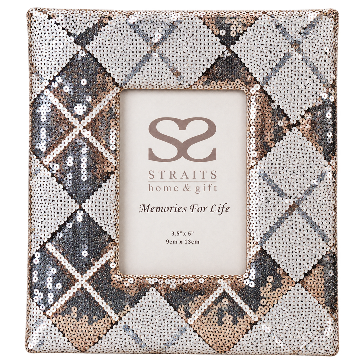 Straits Home & Gift Sequin Harlequin Pattern Photo Frame