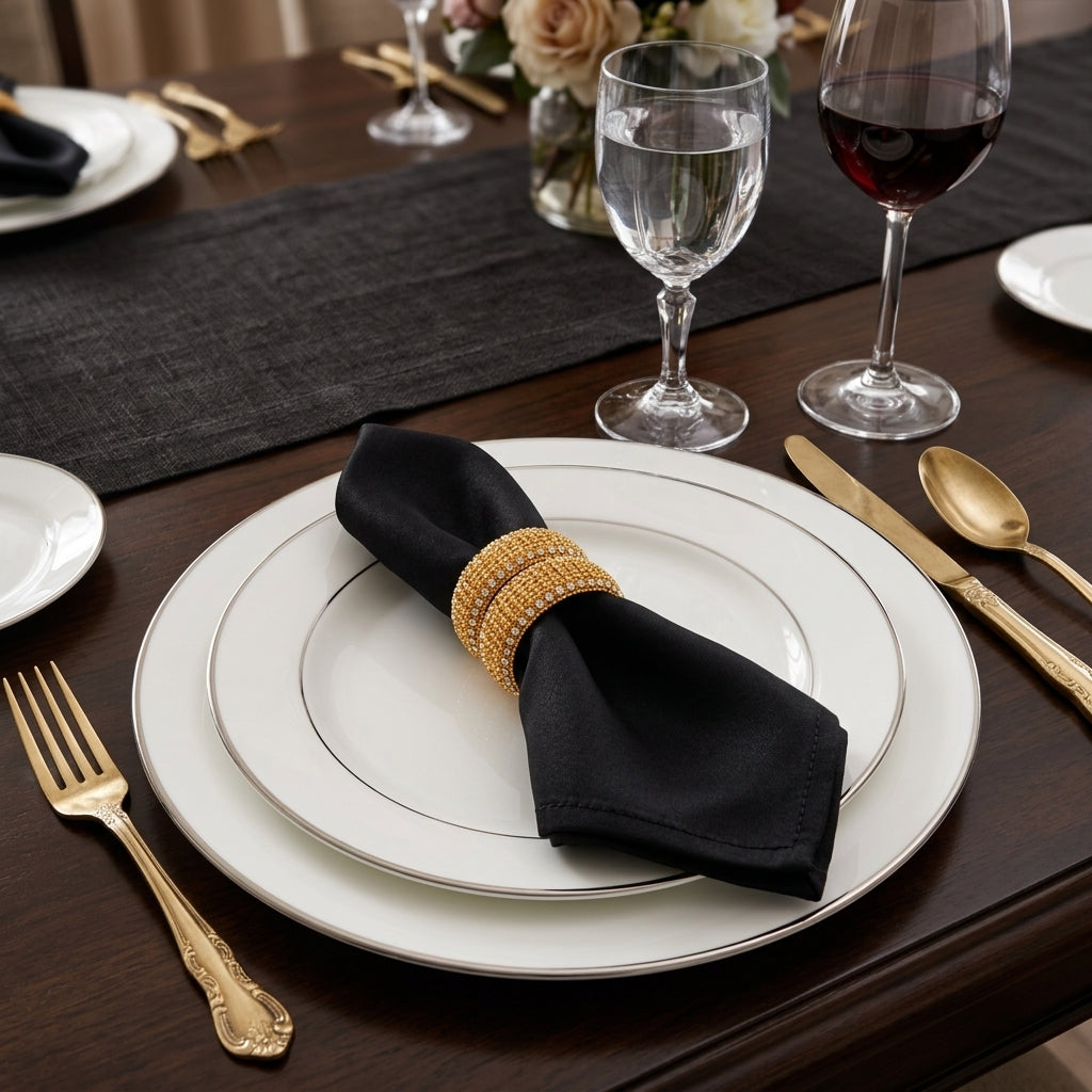 Gold Crystal-Encrusted Double-Ring Napkin Ring