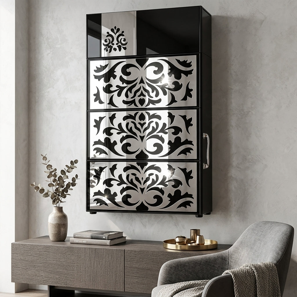 Damask Mirrored Wall Accent Frame