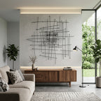 Modern Abstract Grid Metal Wall Art – 1pc 2D Flat Geometric Sculpture