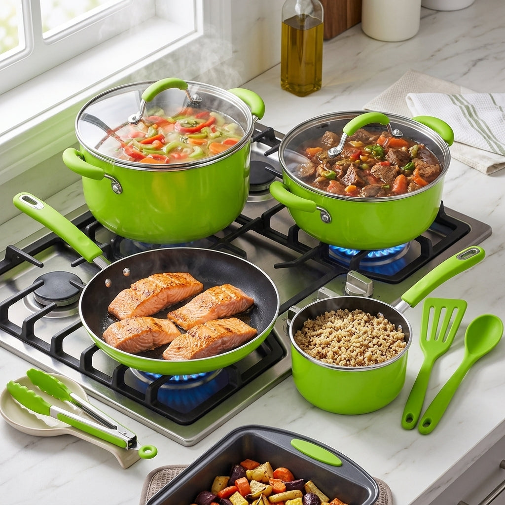 Lime Green Nonstick Cookware Set