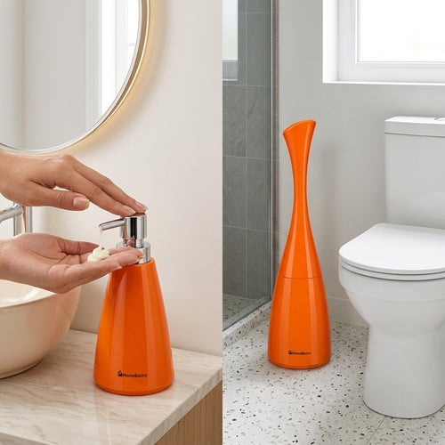 2-Piece Bathroom Lotion Dispenser and Toilet Brush