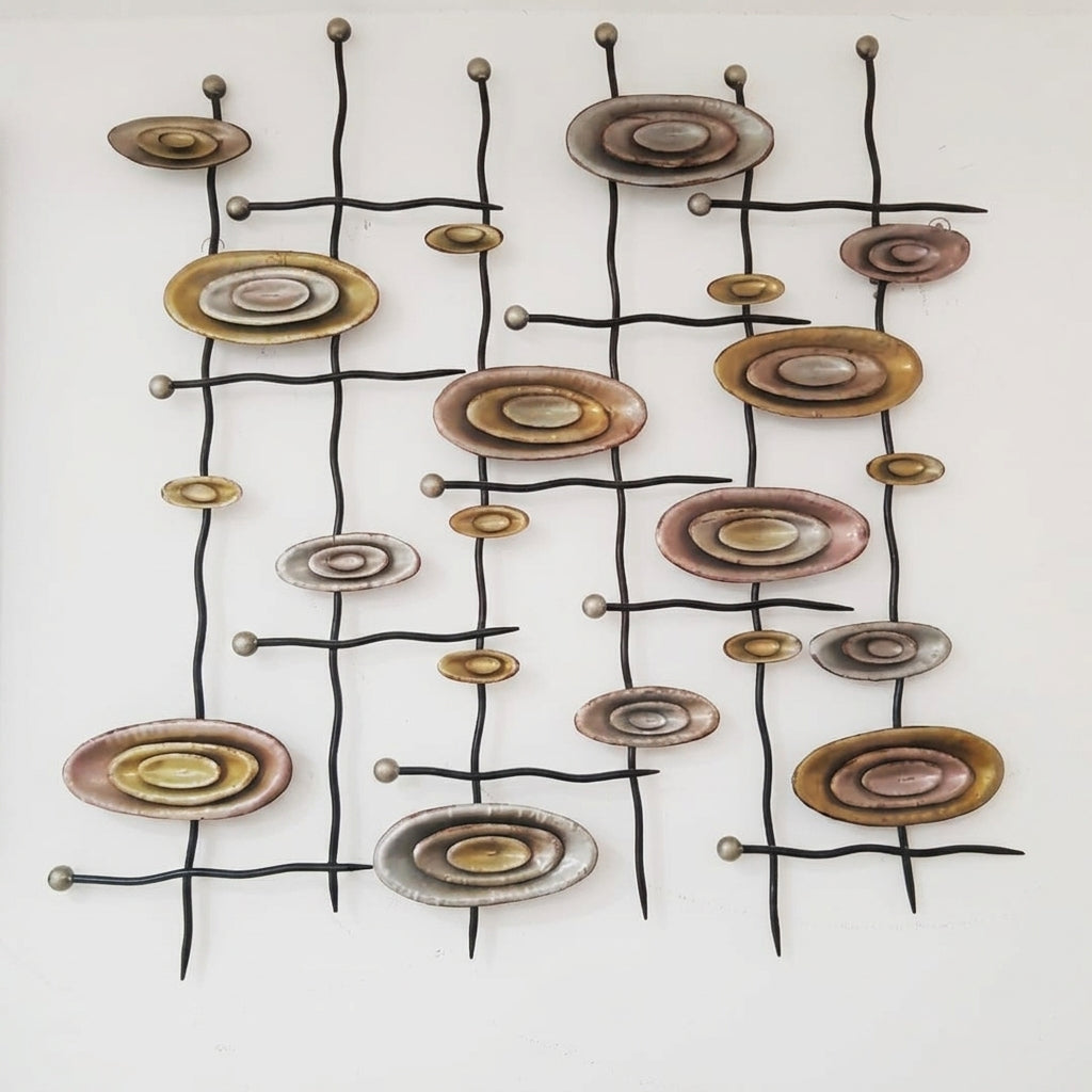 Mid-Century Metallic Trellis Wall Art