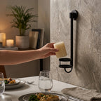 Matte Black Metal Pillar Candle Sconce