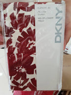 DKNY Wildflower Field European Pillow Sham Red Ivory All Over Floral Euro