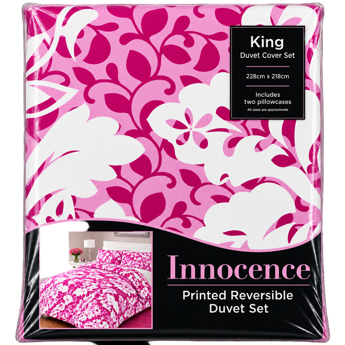 Innocence Printed Reversible King Size Duvet Set