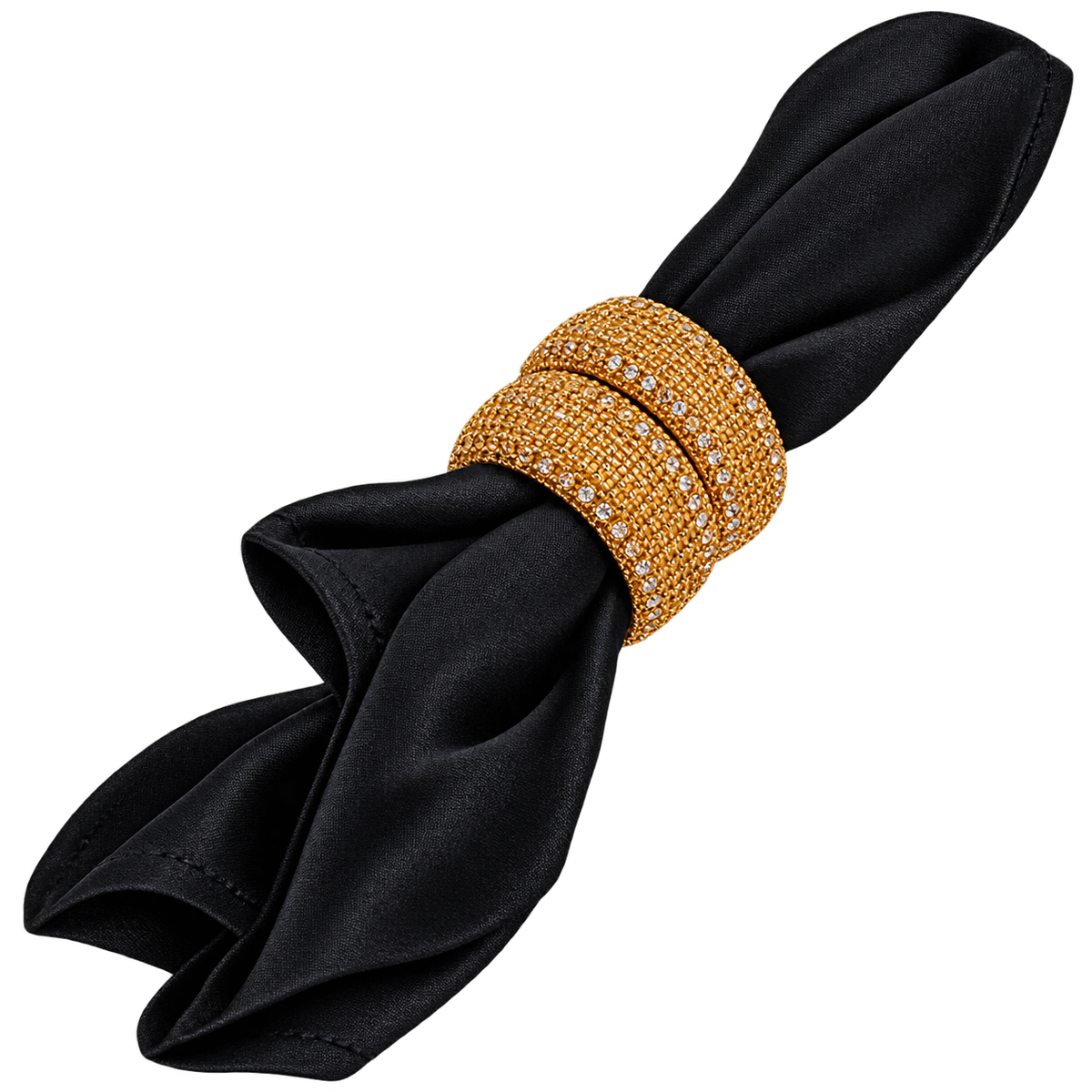 Gold Crystal-Encrusted Double-Ring Napkin Ring