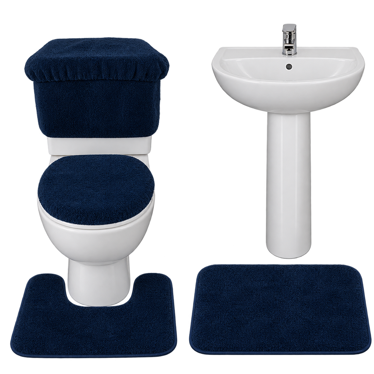 Microfleece Bathroom Lid Cover Set