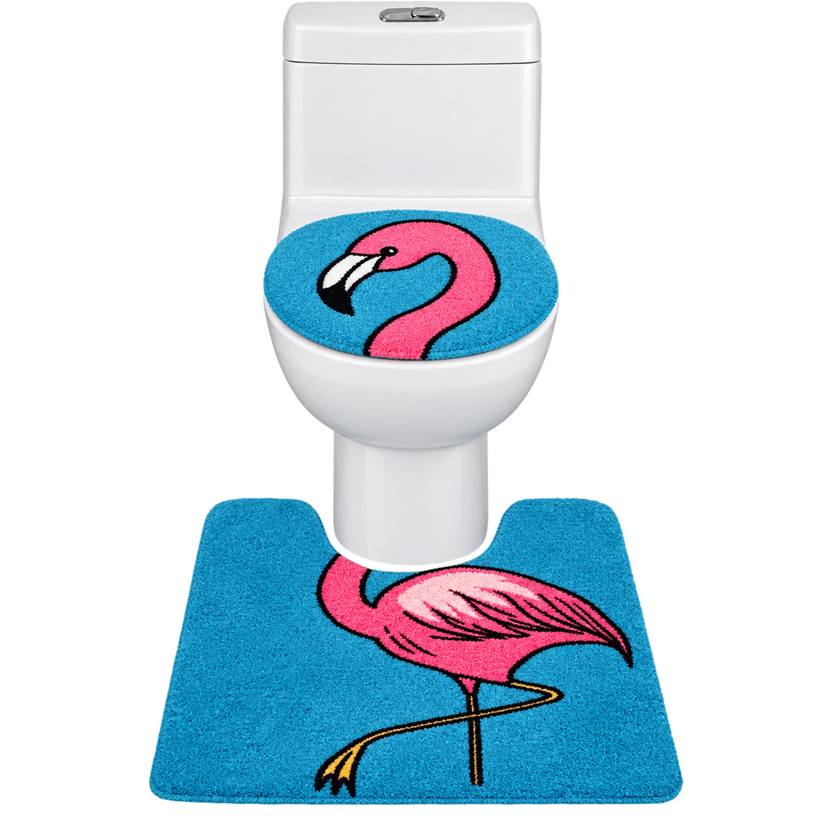 Tropical Flamingo 2-Piece Plush Bathroom Rug Set