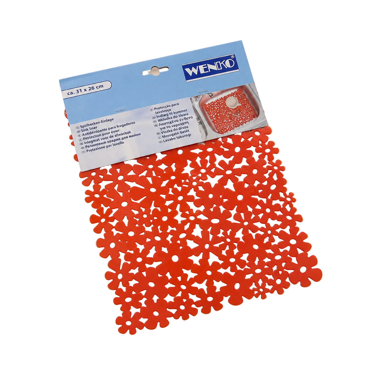 iDesign Blumz Floral Red Flexible Plastic Large Sink Protector Mat