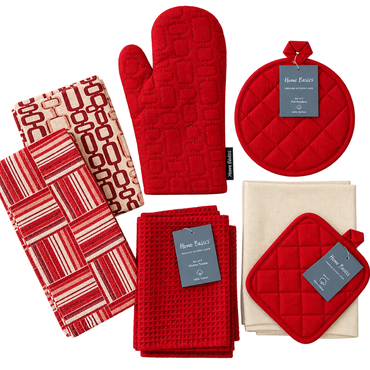 Oven Mitts Heat Resistant Kitchen Gloves and oval pot holder set