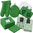 Oven Mitts Heat Resistant Kitchen Gloves and oval pot holder set