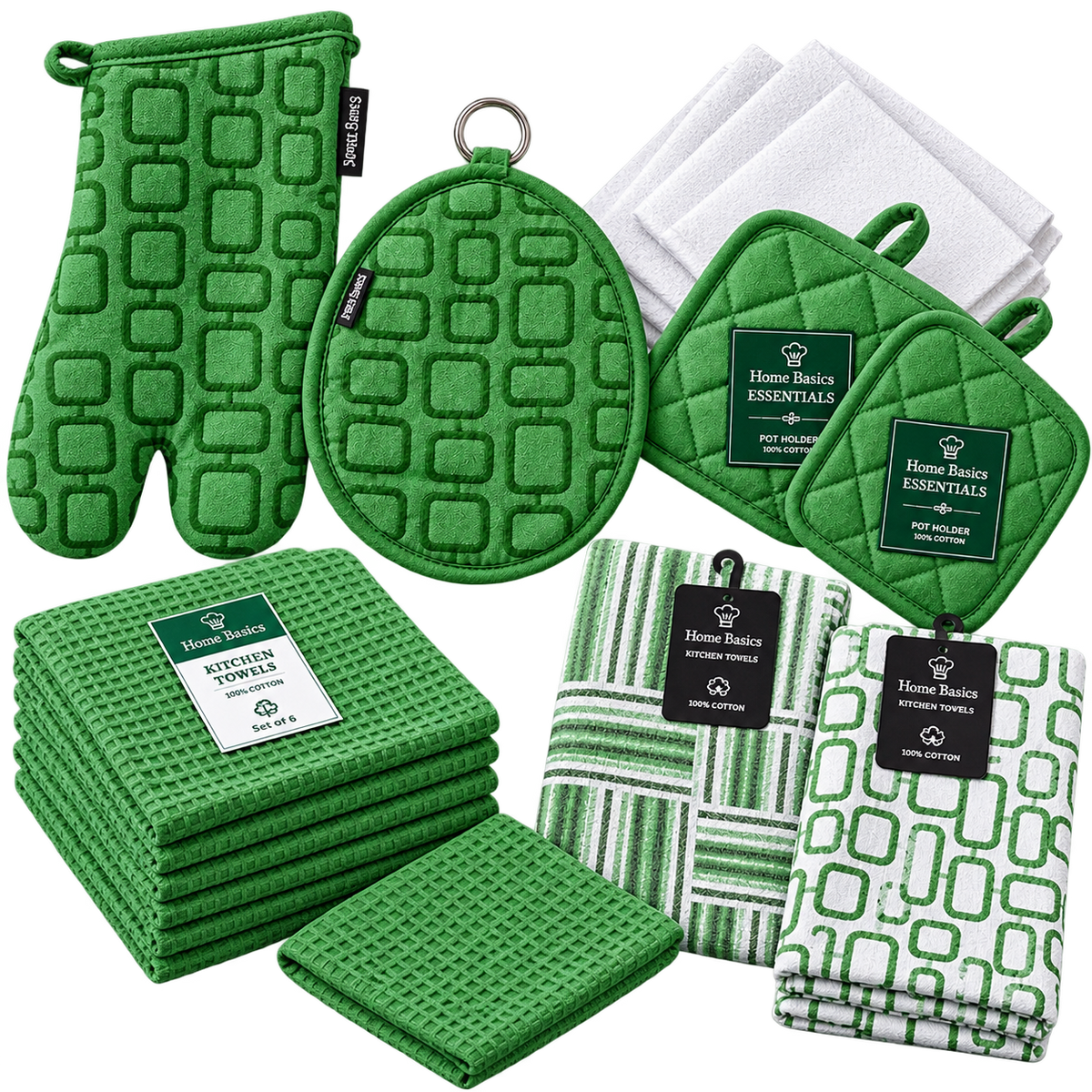 Oven Mitts Heat Resistant Kitchen Gloves and oval pot holder set