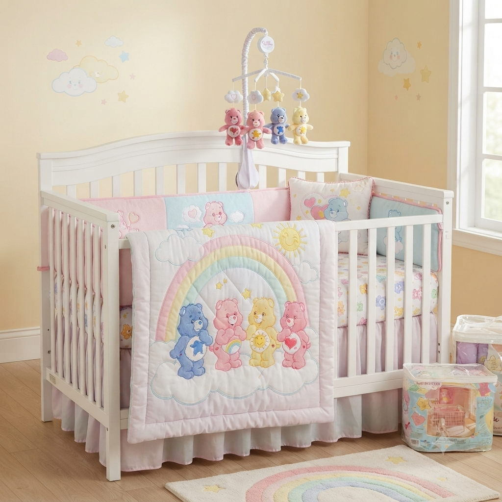 Care Bears Baby Complete Nursery Crib Bedding & Musical Mobile set
