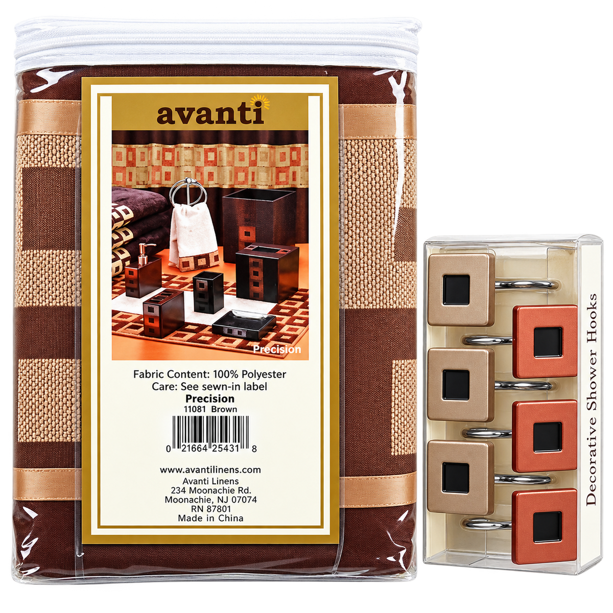 Avanti Precision Shower curtain and rings