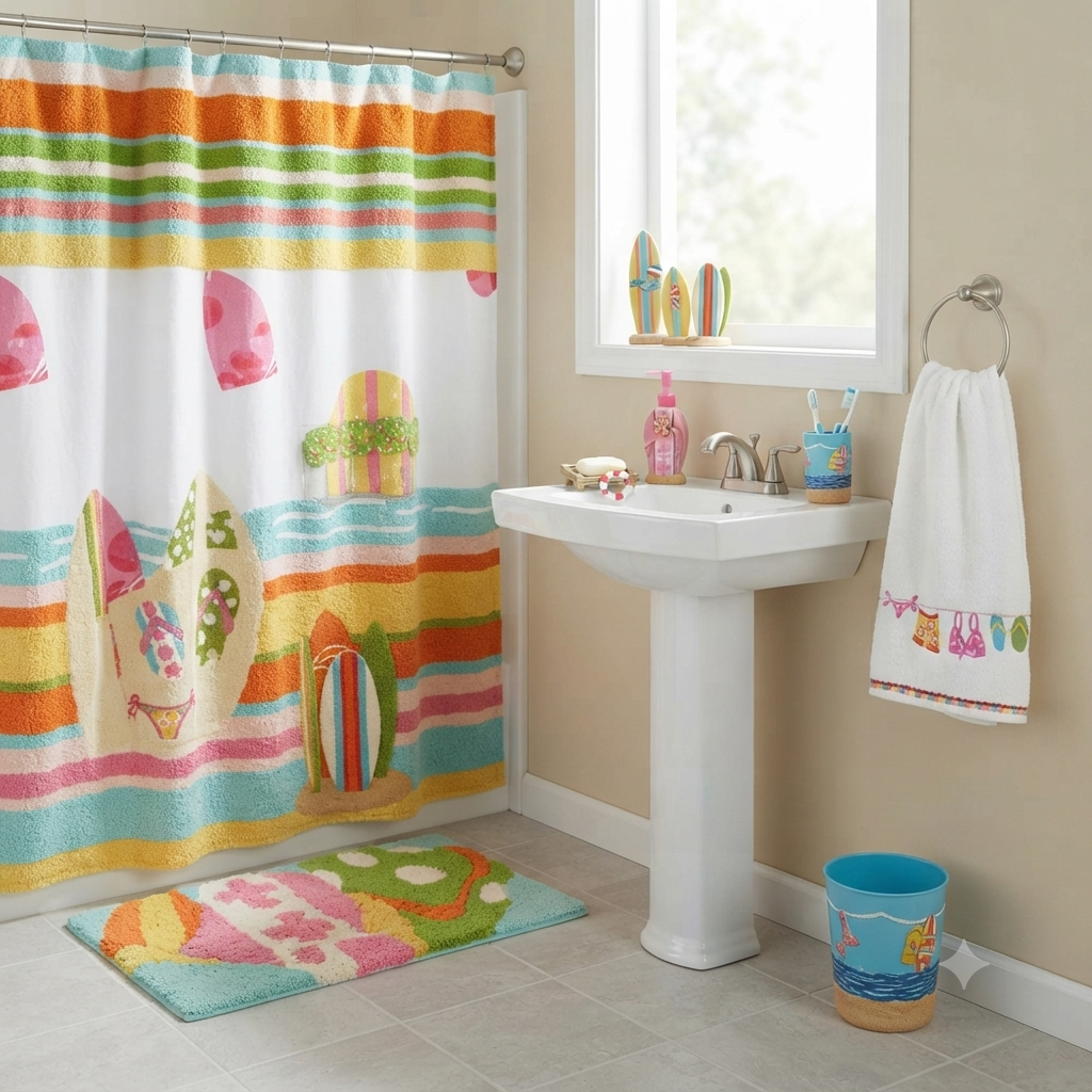 Jumping Beans Surfs Up Kids Bathroom Decor Set