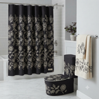 Vianney Floral Black & Cream Bathroom Decor & Linens Set.