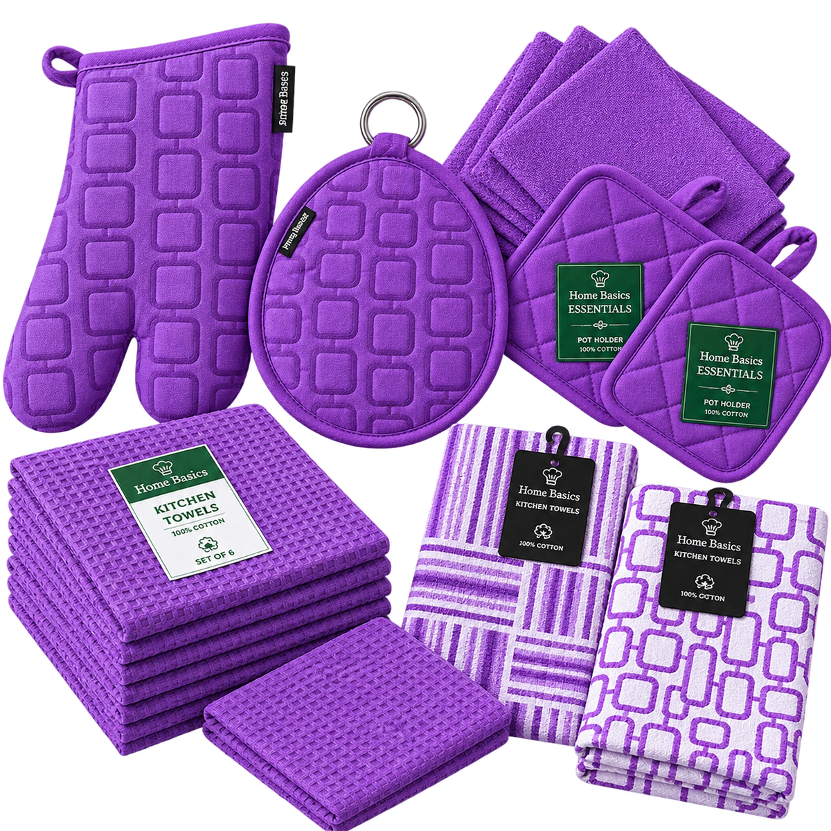 Oven Mitts Heat Resistant Kitchen Gloves and oval pot holder set
