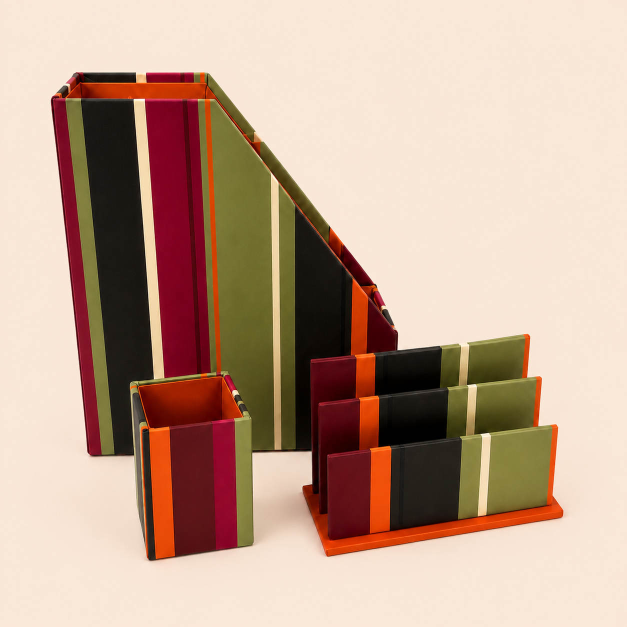 Multi-Striped Desk Organizer Set