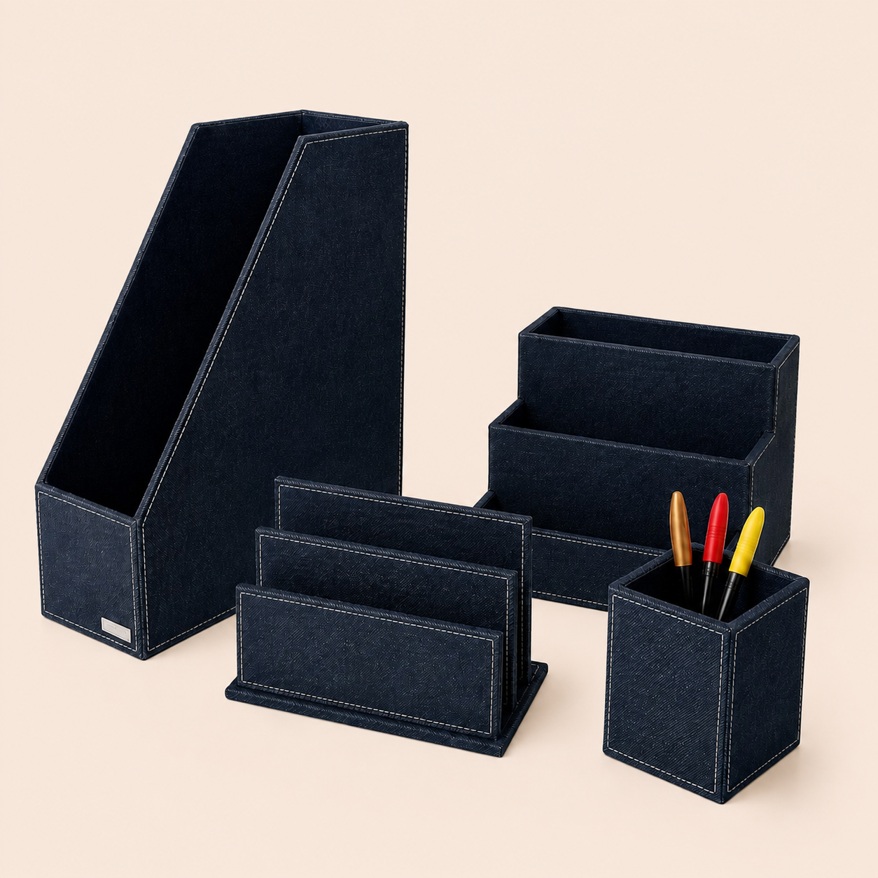 Denim Desk Organizer Set