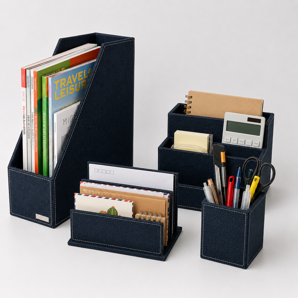 Denim Desk Organizer Set