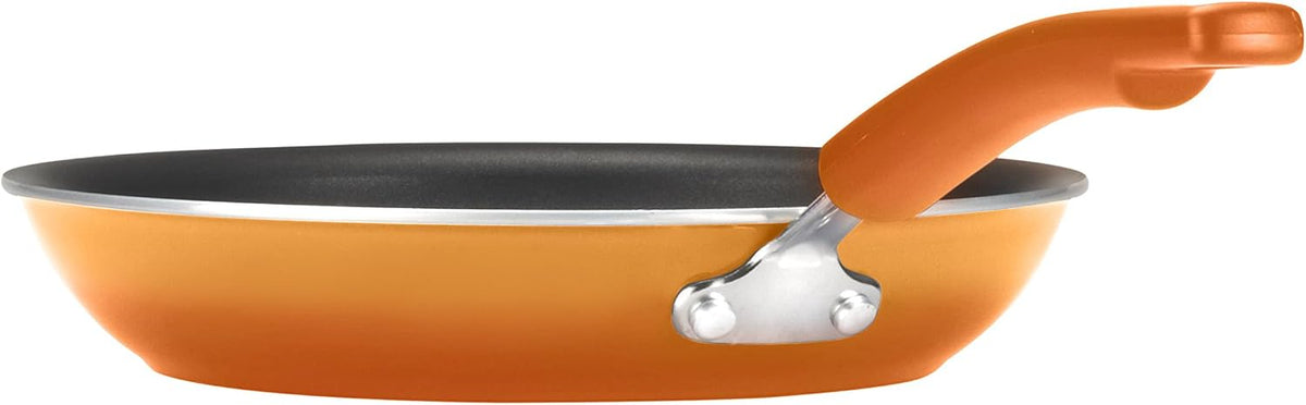 Rachael Ray Brights Nonstick Cookware Pots and Pans Set, 10 Piece, Orange Gradient