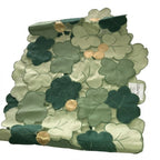 Lillian Vernon green and gold leaf-patterned fabric table runner