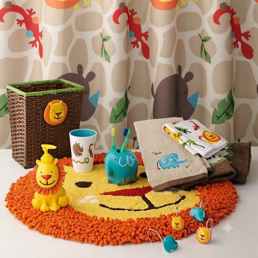 Jungle Kids Bathroom accessories & Decor Set