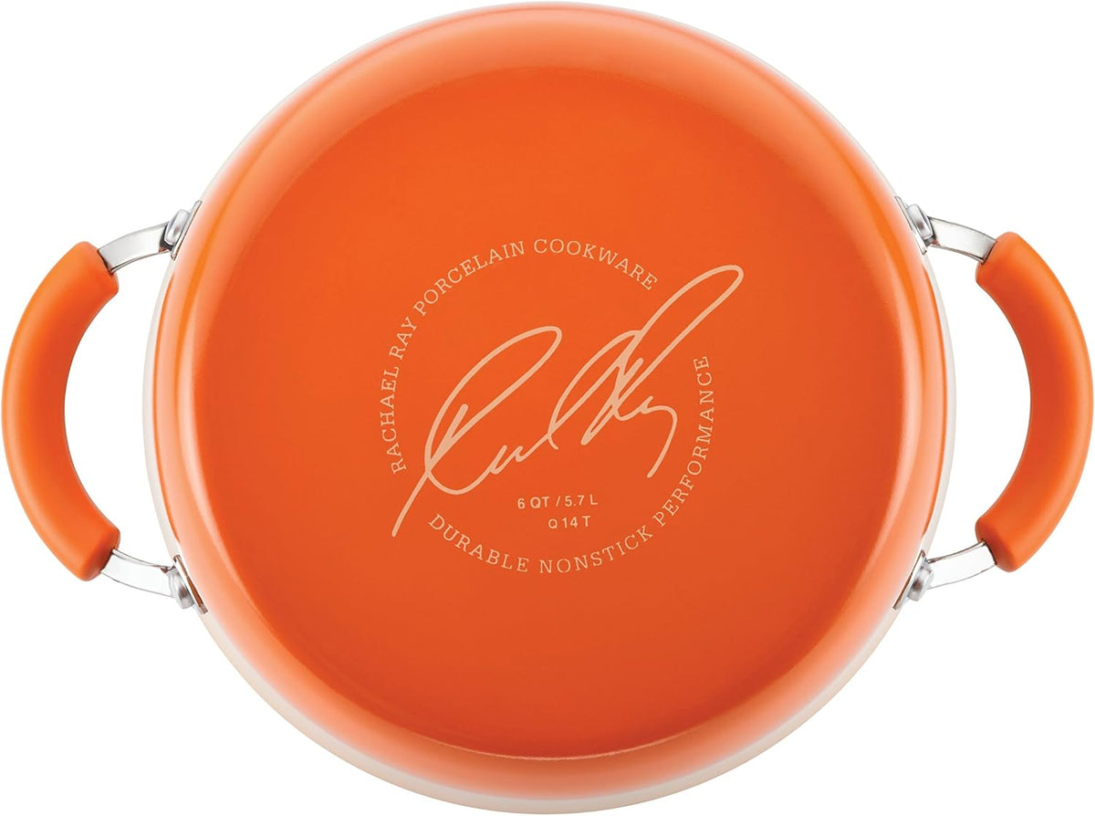 Rachael Ray Brights Nonstick Cookware Pots and Pans Set, 10 Piece, Orange Gradient