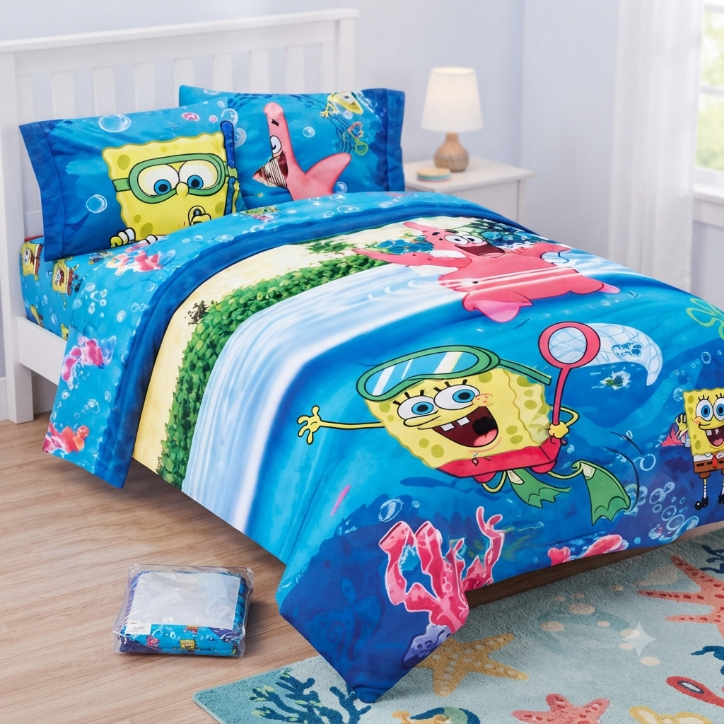 Nickelodeon SpongeBob SquarePants Full Bedding & Comforter Set Bundle