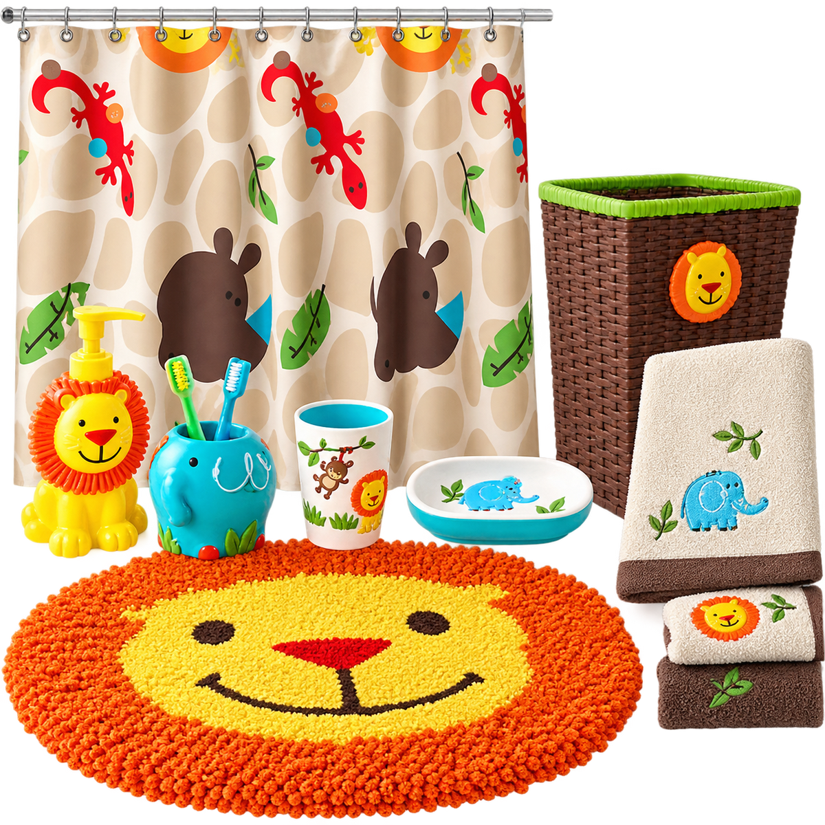 Jungle Kids Bathroom accessories & Decor Set