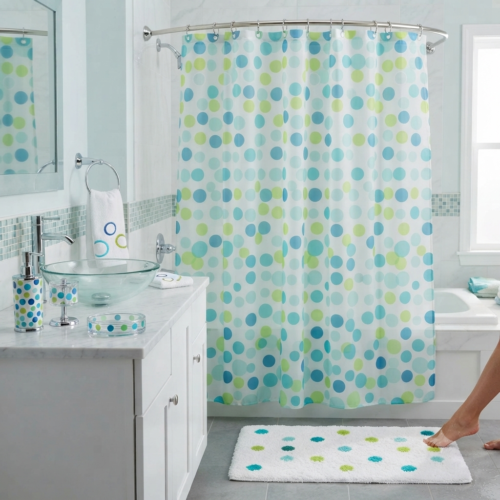 Multi-colored polka dot Kids bathroom Set