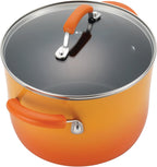 Rachael Ray Brights Nonstick Cookware Pots and Pans Set, 10 Piece, Orange Gradient