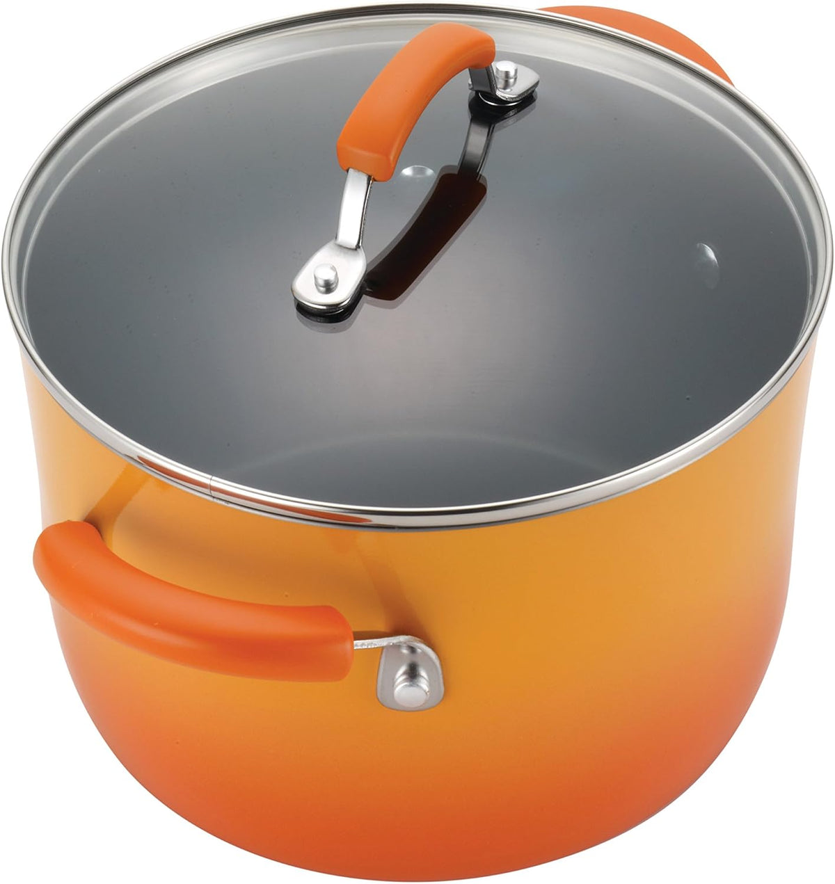 Rachael Ray Brights Nonstick Cookware Pots and Pans Set, 10 Piece, Orange Gradient