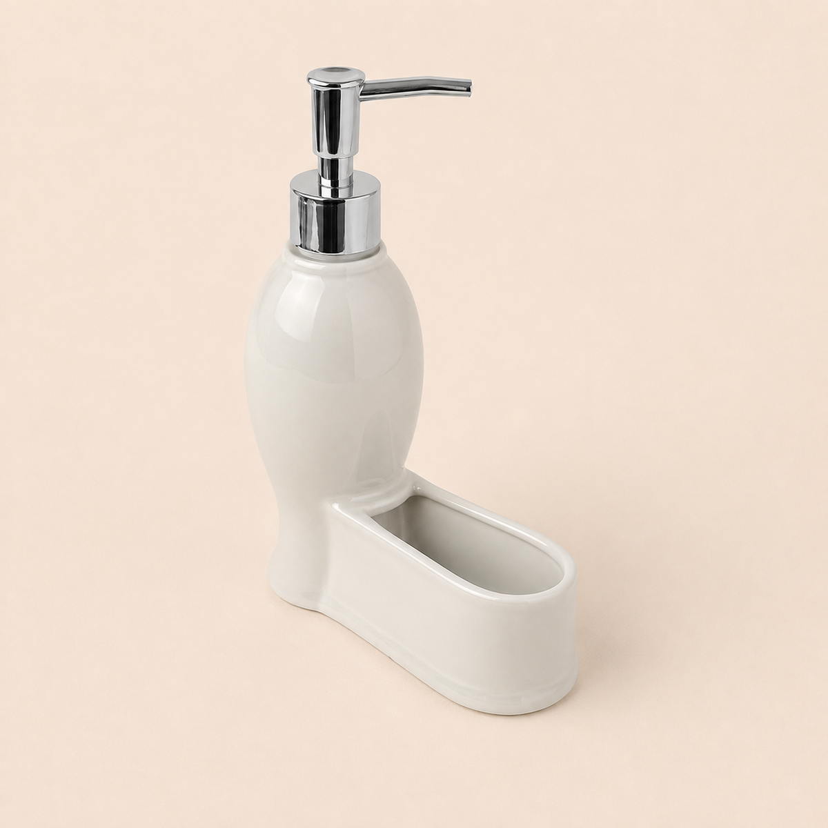 Multifunctional Ceramic Soap Dispenser with Sponge Brush Holder