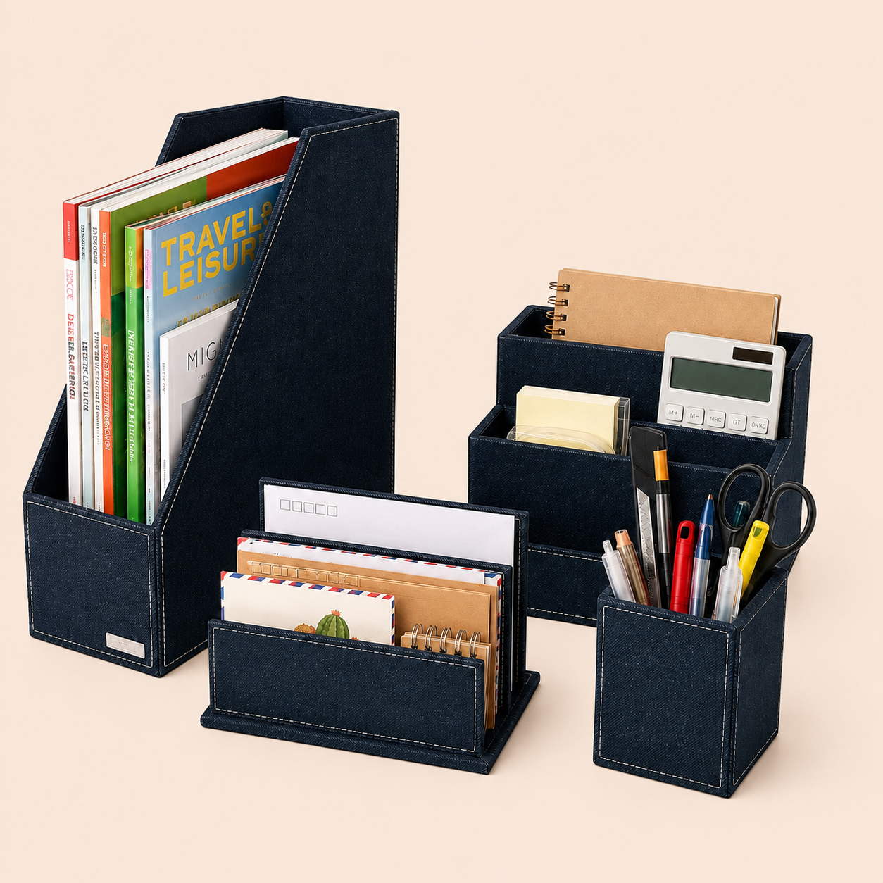 Denim Desk Organizer Set