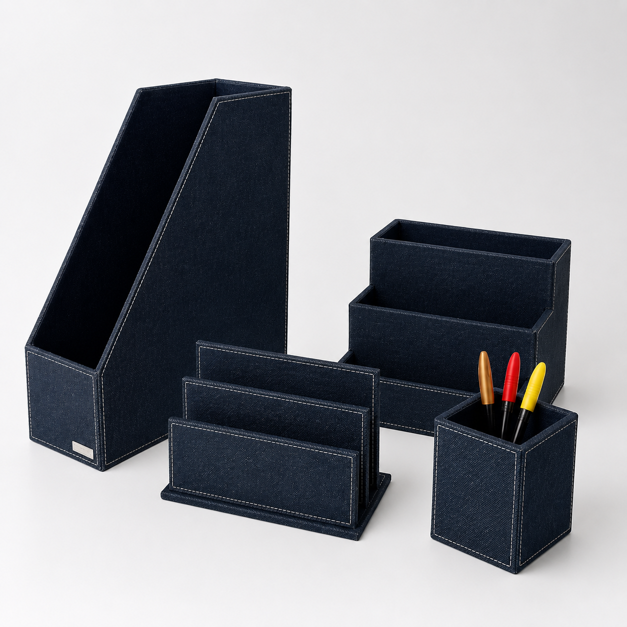 Denim Desk Organizer Set